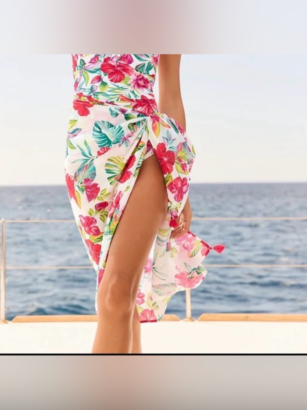 NWT Tommy Bahama Fiesta Floral Pareo Rectangular Wraparound Skirt 4.5"x57"